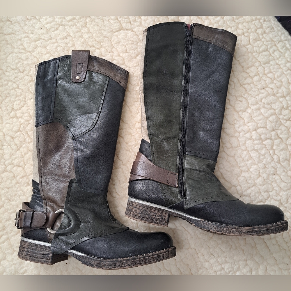 Italmoda Leather ZipUp Patchwork Boots 39